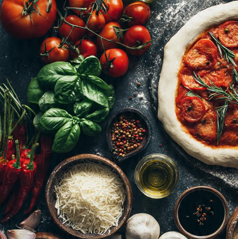 Fresh pizza ingredients
