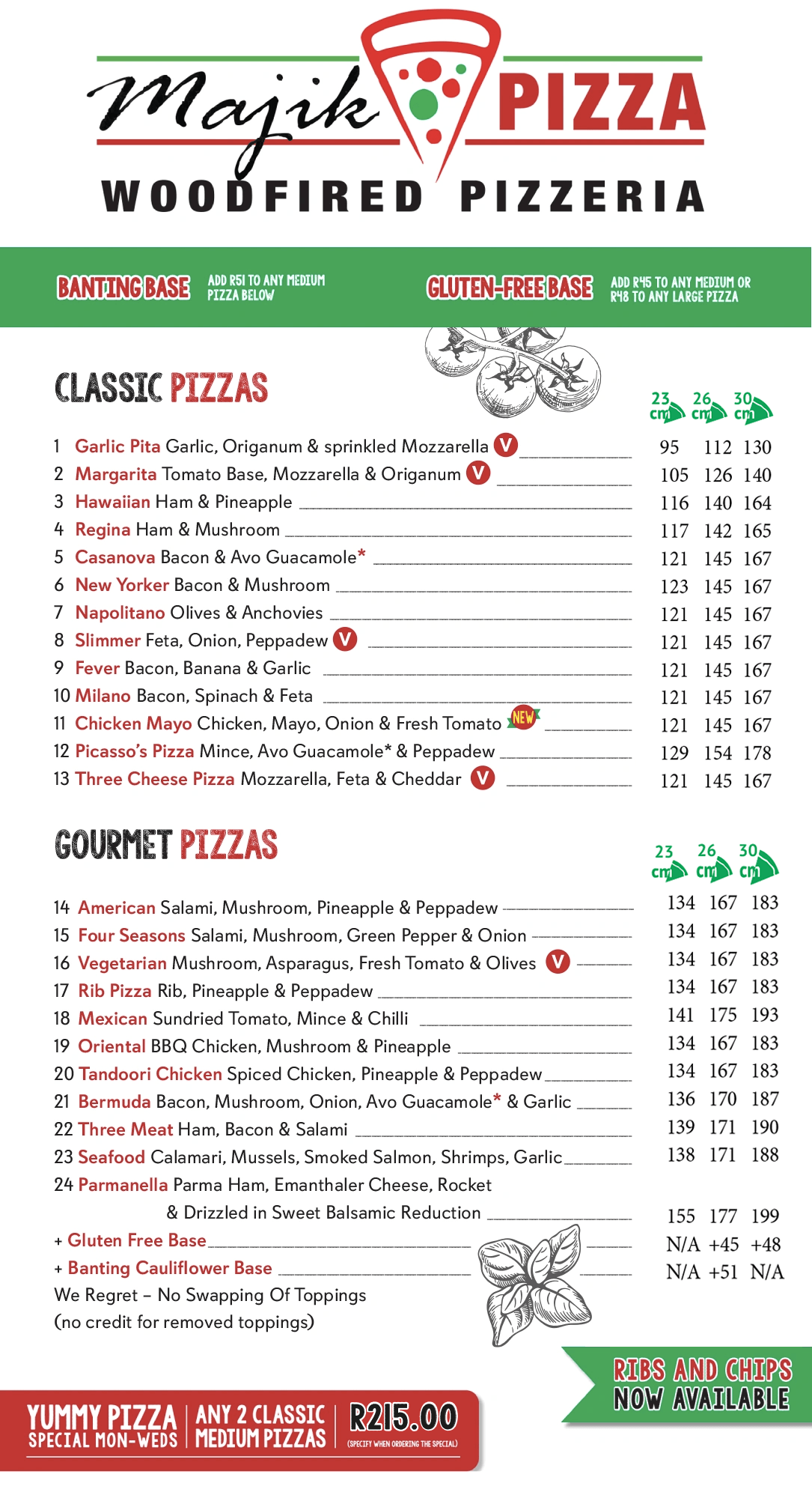 Majik Pizza menu